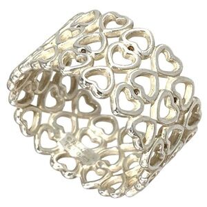 Tiffany & Co. Silver Paloma Picasso Triple Row Hearts Link Ring